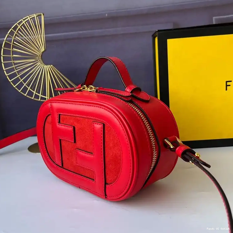 Cheap HOT Leather O'Lock Calf Red Mini Case In Fendi Camera 0615
